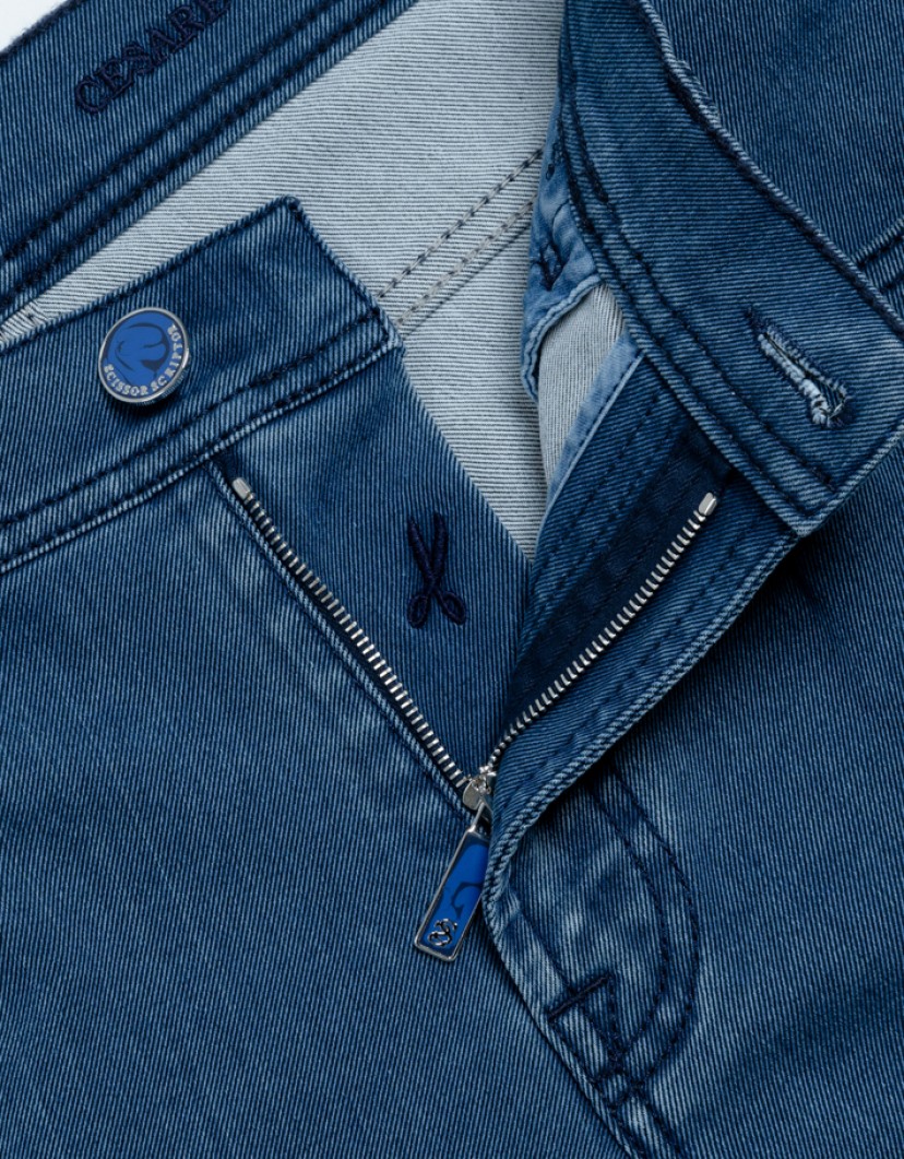 Scissor Scriptor Blue Jeans With Navy Blue Details image