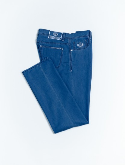 Scissor ScriptorFine Blue Jeans With White Detailsimage1264