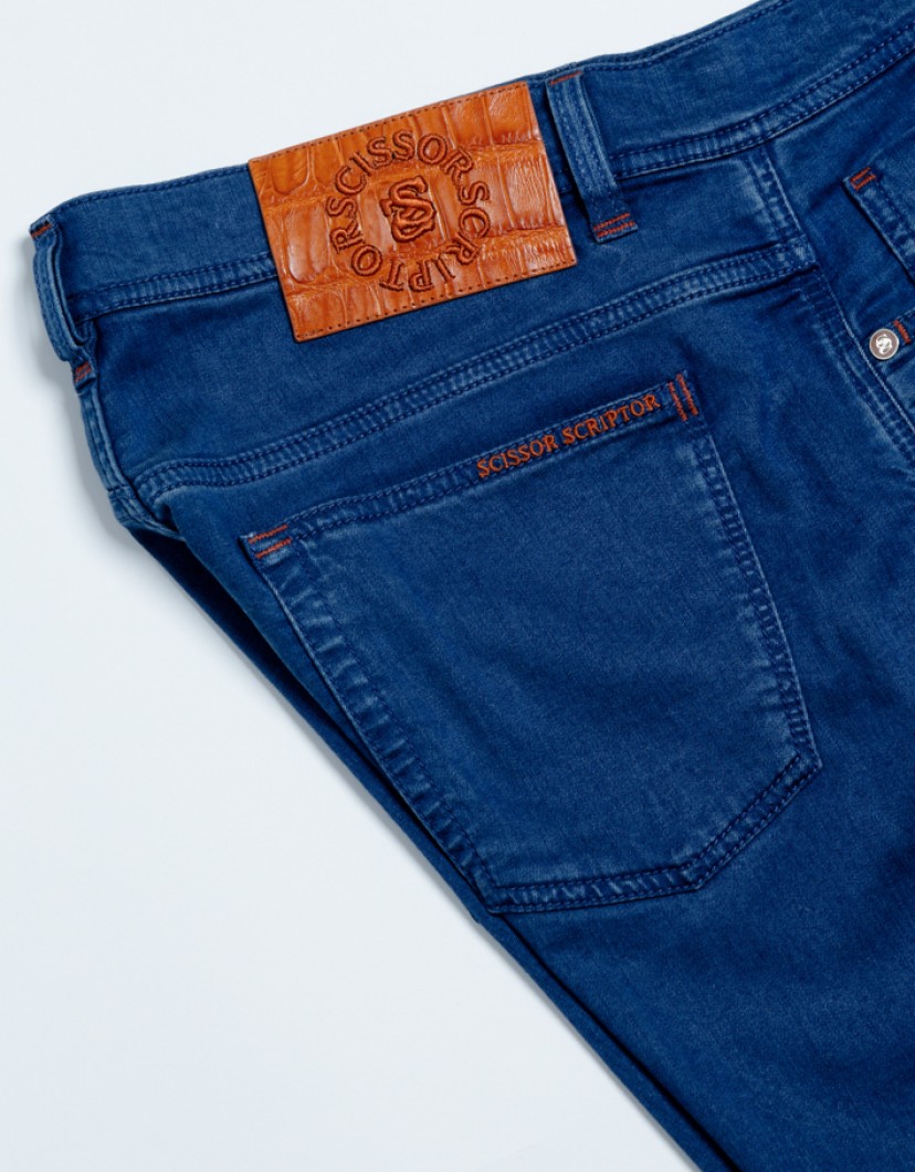 Scissor Scriptor Bright Blue Stretch With Orange Details image