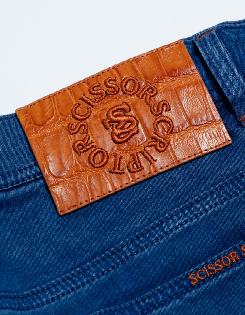 Scissor Scriptor Bright Blue Stretch With Orange Details image