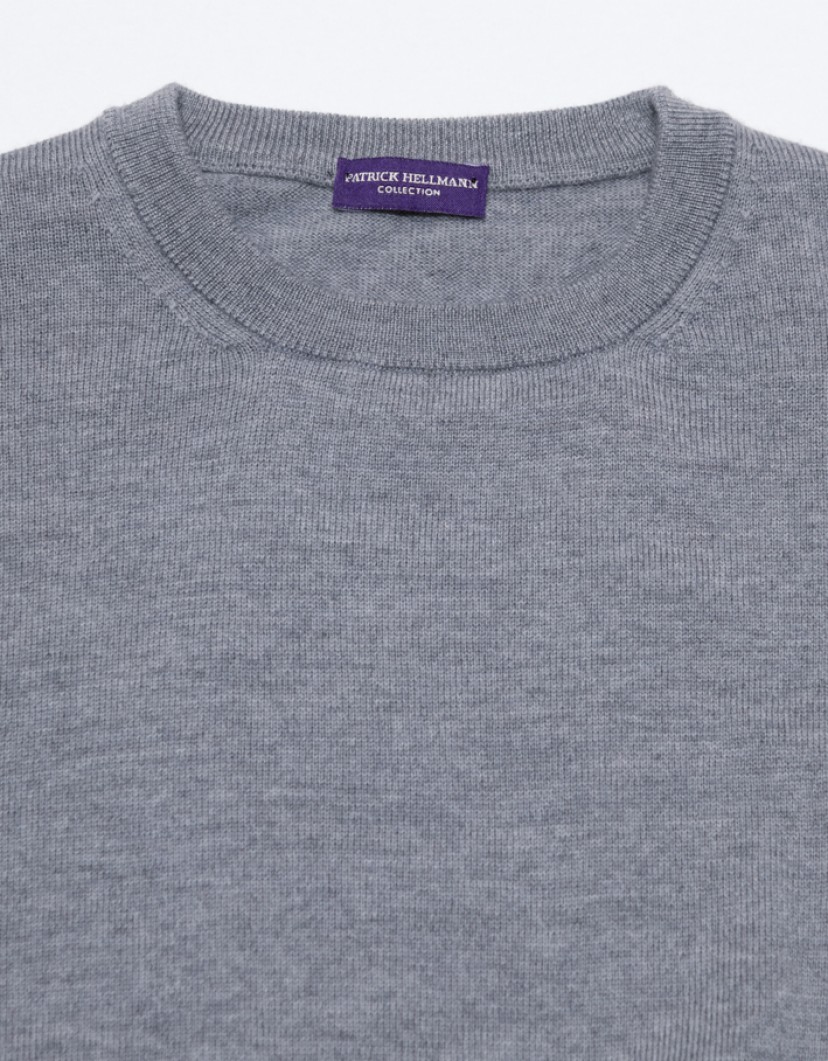Patrick Hellmann Collection Grey Pullover Round Neck 100% Wool image