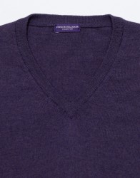 Patrick Hellmann Collection Purple V-Neck Pullover 100% Wool thumbnail 1