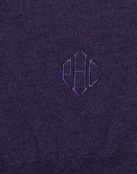 Patrick Hellmann Collection Purple V-Neck Pullover 100% Wool thumbnail 3