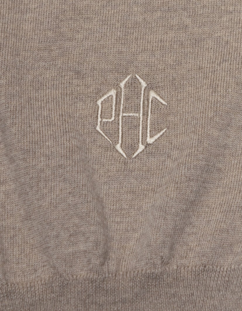 Patrick Hellmann Collection Beige V-Neck Pullover 100% Wool image