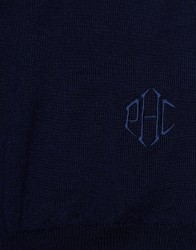 Patrick Hellmann Collection Navy Blue Pullover Round Neck 100% Wool thumbnail 3