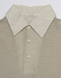Patrick Hellmann Collection Beige Long Sleeve Polo Shirt 100% Linen thumbnail 1