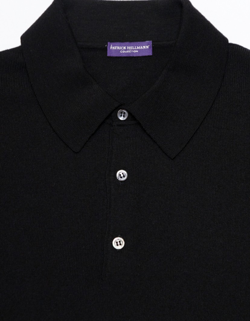 Patrick-Hellmann-Collection-Black-Polo-Long-Sleeves-100-Wool-image Patrick Hellmann Collection Black Polo Long Sleeves 100% Wool  image