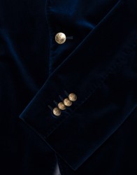 Patrick Hellmann Collection Blue Velvet Blazer With Gold Badge thumbnail 3