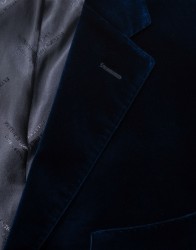 Patrick Hellmann Collection Blue Velvet Blazer With Gold Badge thumbnail 1