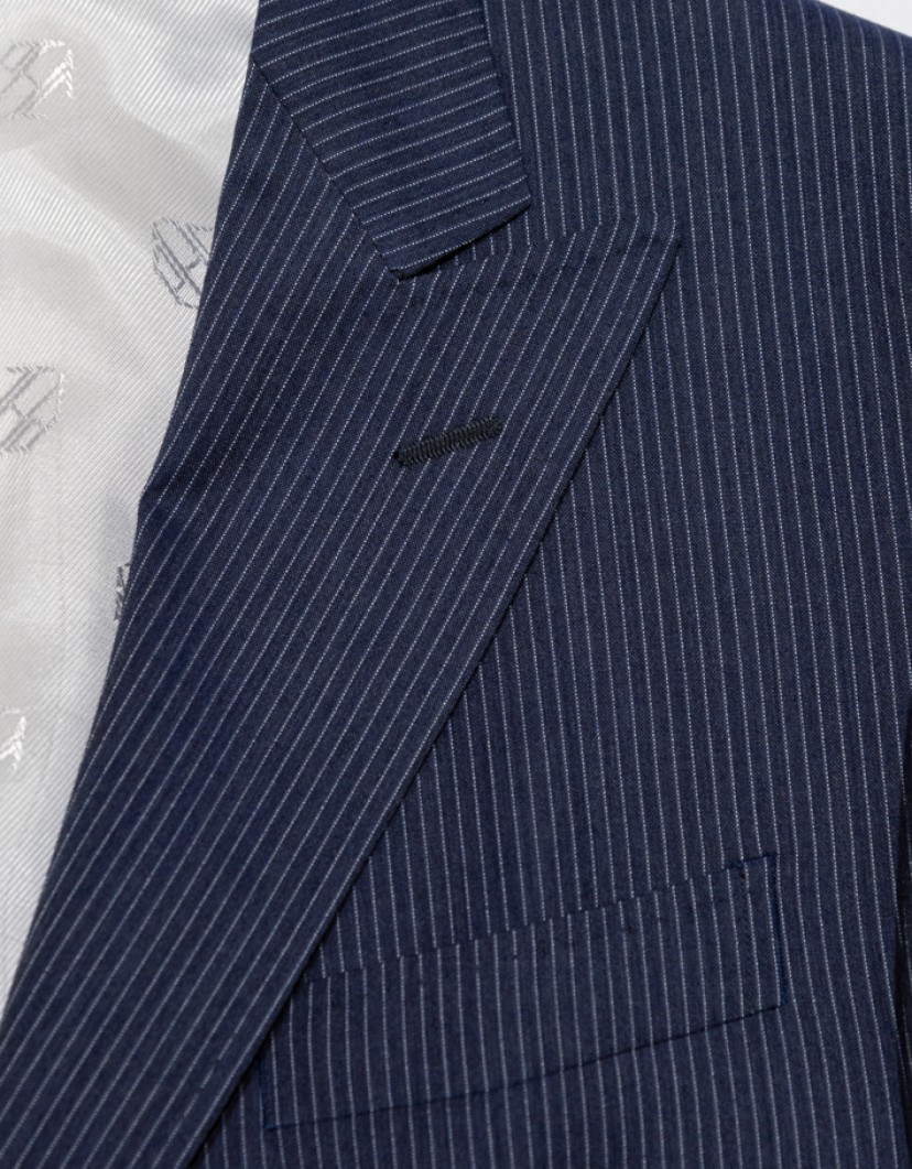Patrick Hellmann Collection Blue Suit With White Stripes 100% Woll image