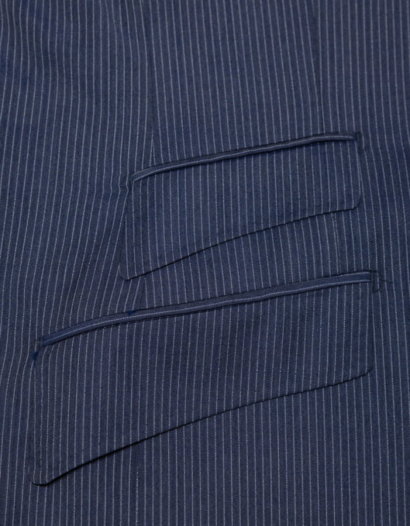 Patrick Hellmann Collection Blue Suit With White Stripes 100% Woll image