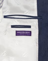 Patrick Hellmann Collection Blue Suit With White Stripes 100% Woll thumbnail 5