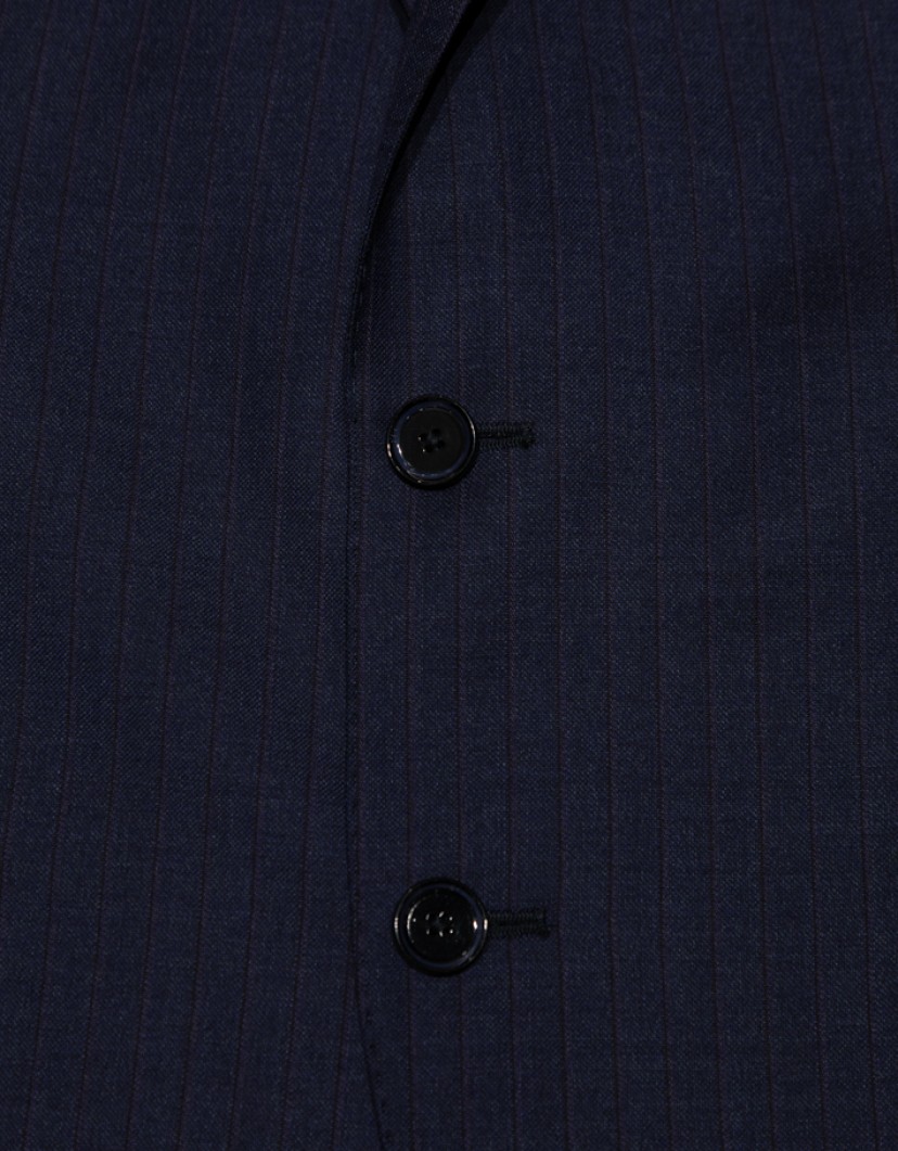 Patrick Hellmann Collection Navy Blue Wool Suit With Purple Line   image