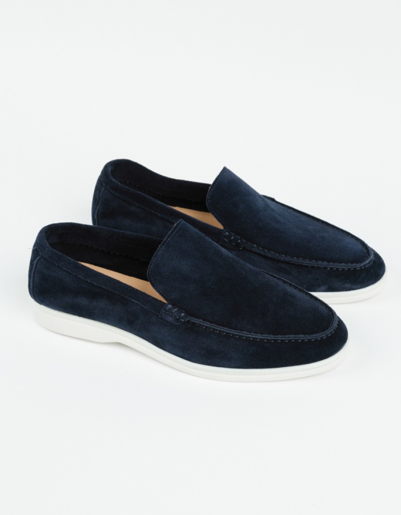 Azzur Navy Blue Suede Loafers image