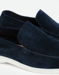 Azzur Navy Blue Suede Loafers thumbnail 2