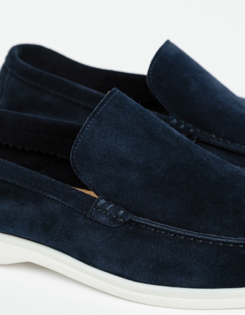 Azzur Navy Blue Suede Loafers image