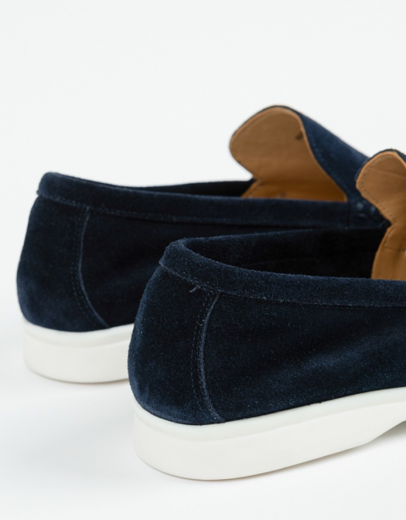Azzur Navy Blue Suede Loafers image