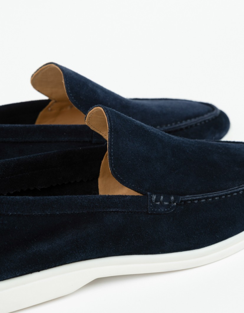Azzur Navy Blue Suede Loafers image