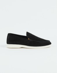 Azzur Black Soft Suede Loafers thumbnail