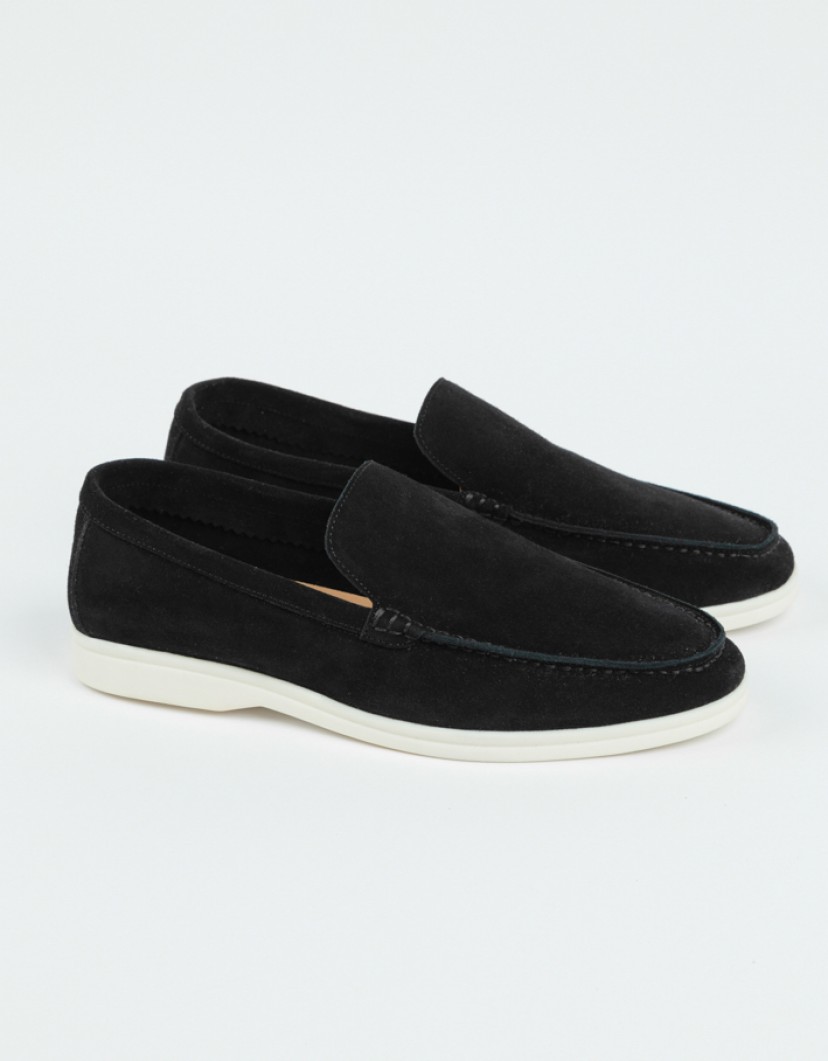 Azzur Black Soft Suede Loafers image