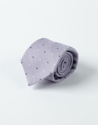 Patrick Hellmann Collection Purple Wool Tie With Blue And White Dots thumbnail
