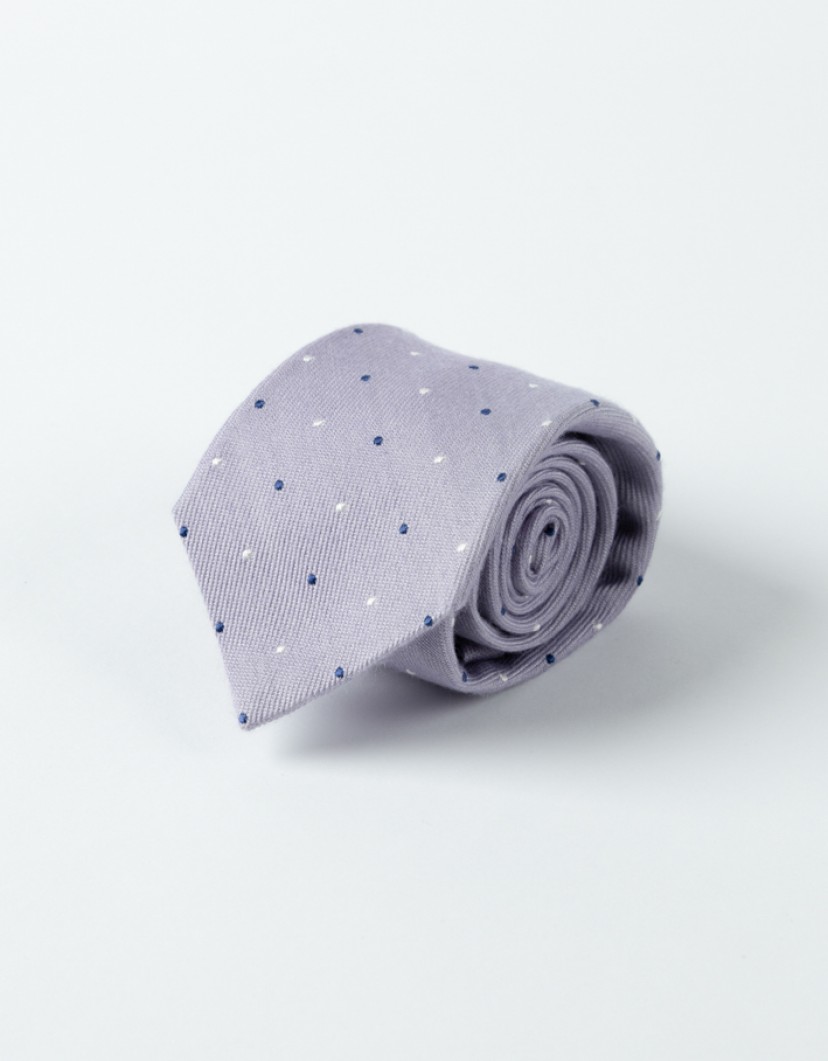 Patrick Hellmann Collection Purple Wool Tie With Blue And White Dots image