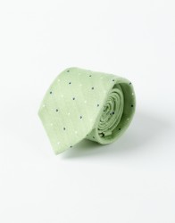 Patrick Hellmann Collection Green Wool Tie With Blue And White Dots thumbnail