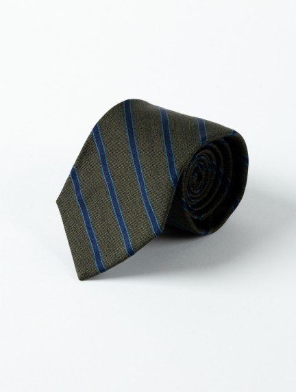 Patrick Hellmann CollectionGreen Tie With Blue Lines 100% Silkimage1190