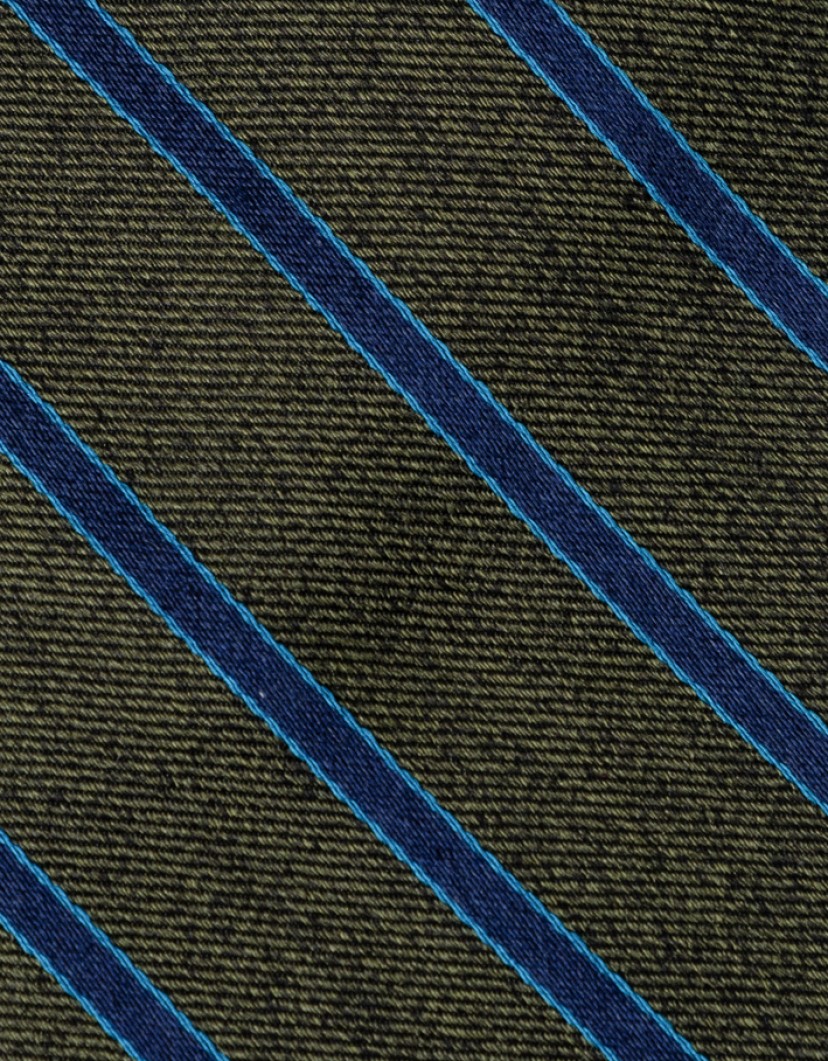 Patrick Hellmann Collection Green Tie With Blue Lines 100% Silk image