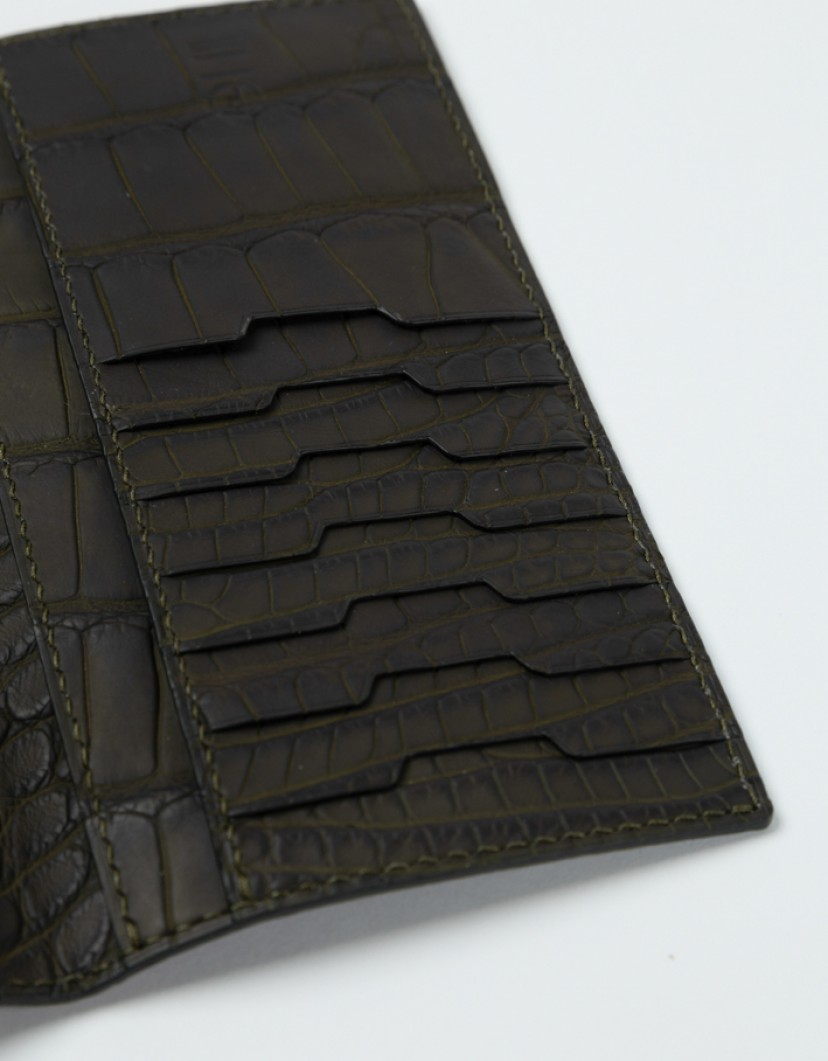 P By Privilege Croco Leather Wallet Dark Green image