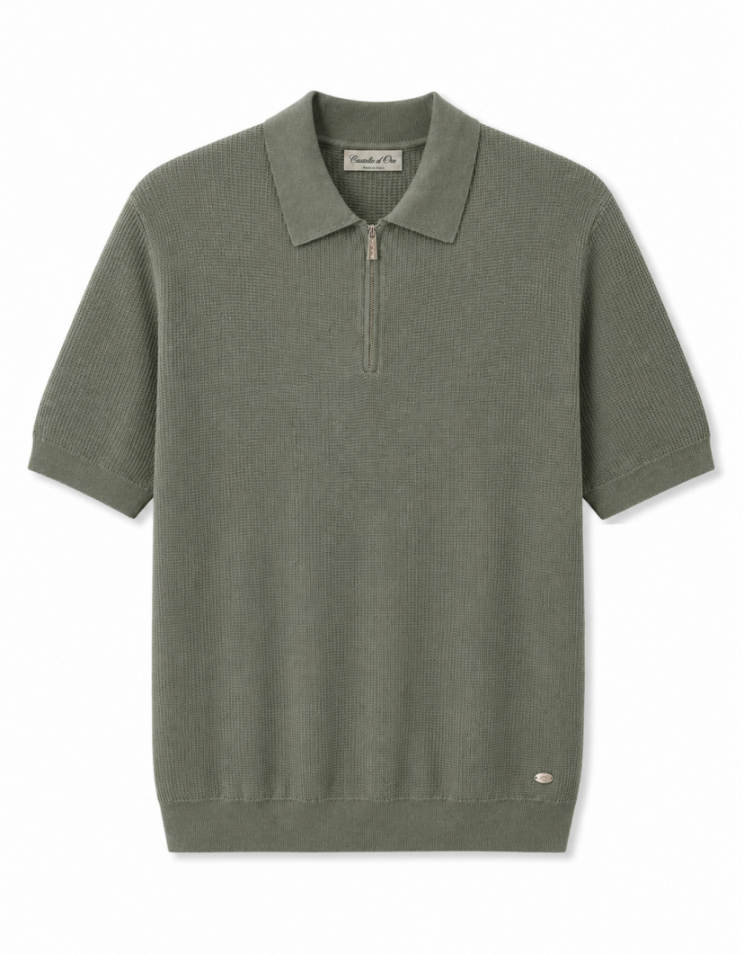 Castello D'Oro Sage Green Polo T-shirt 100% Cotton image