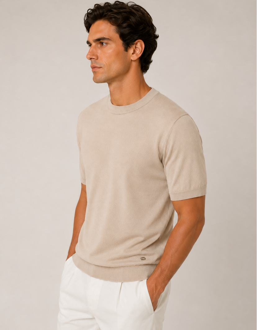 Castello D'Oro Beige Cotton T-shirt image