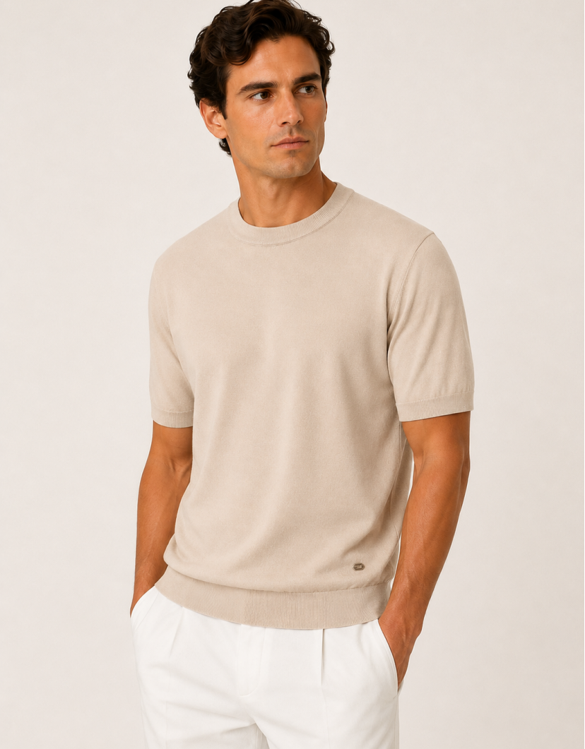 Castello D'Oro Beige Cotton T-shirt image