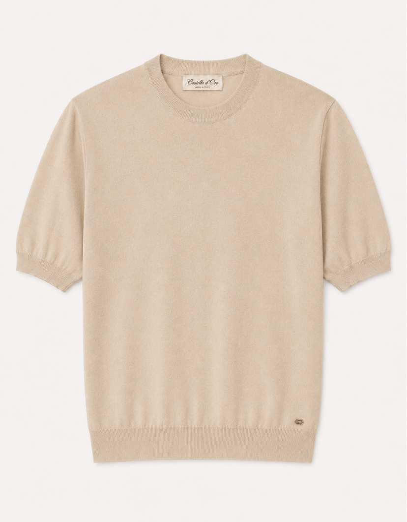 Castello D'Oro Beige Cotton T-shirt image