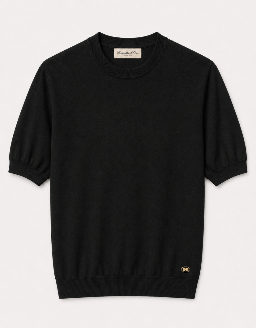 Castello D'Oro Black Knitwear T-shirt 100% Cotton image
