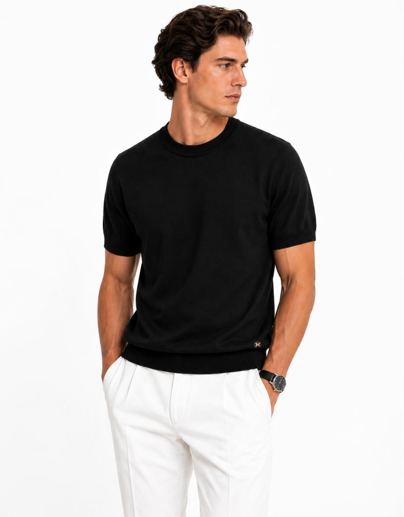 Castello D'Oro Black Knitwear T-shirt 100% Cotton image