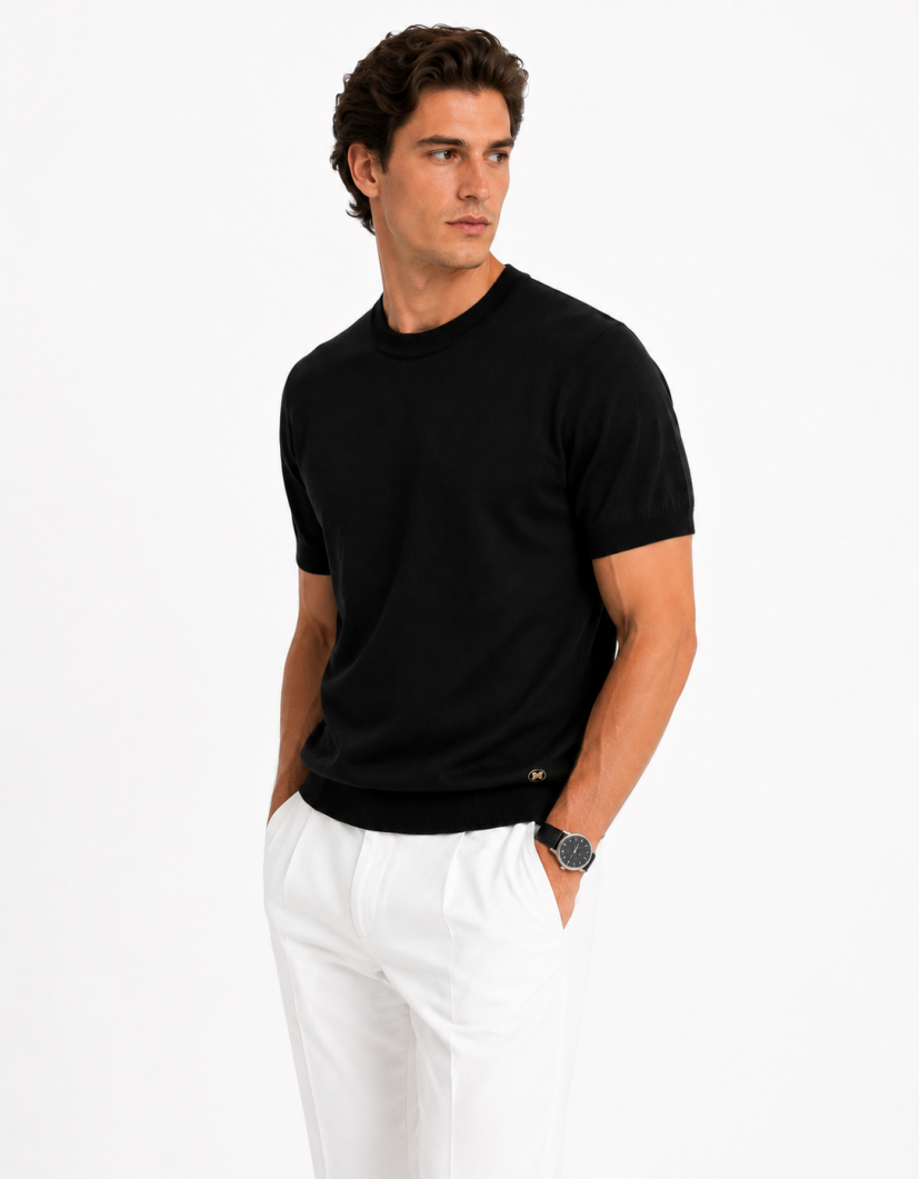 Castello D'Oro Black Knitwear T-shirt 100% Cotton image