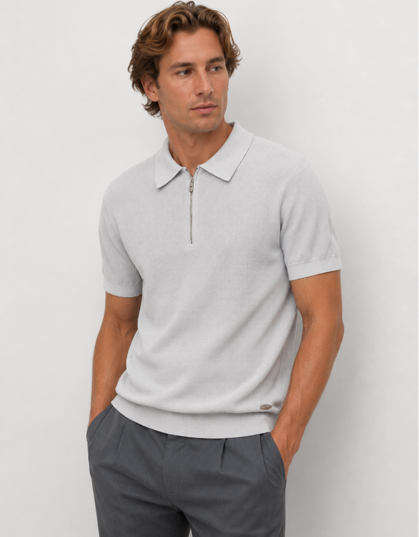 Castello D'Oro Light Grey Polo T-short 100% Cotton image