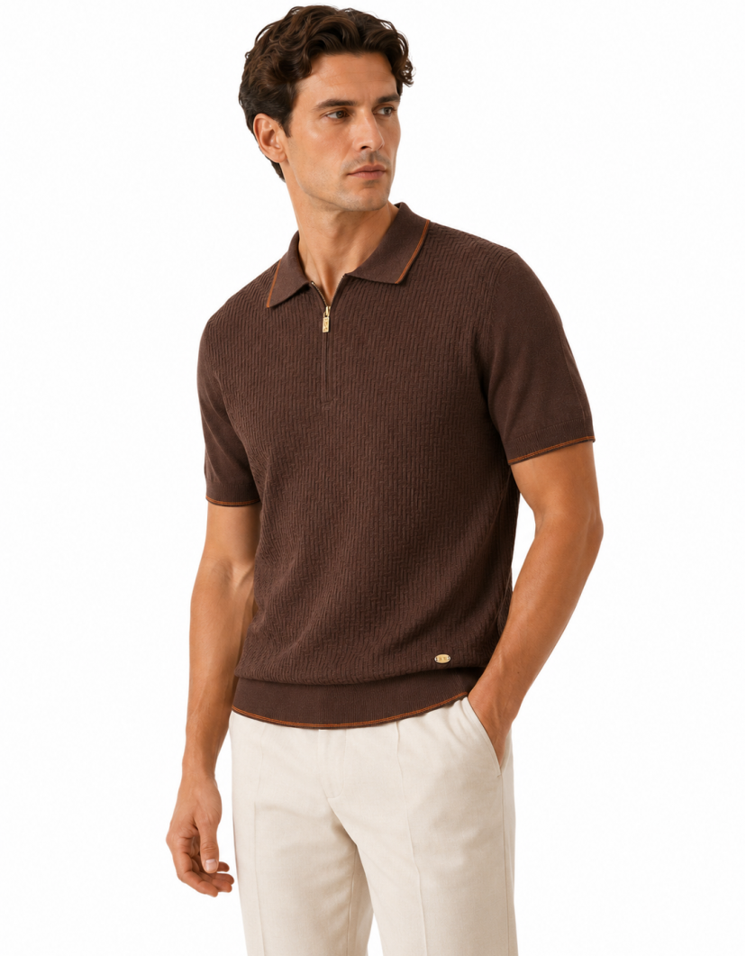 Castello D'Oro Brown Polo T-shirt 100% Cotton image