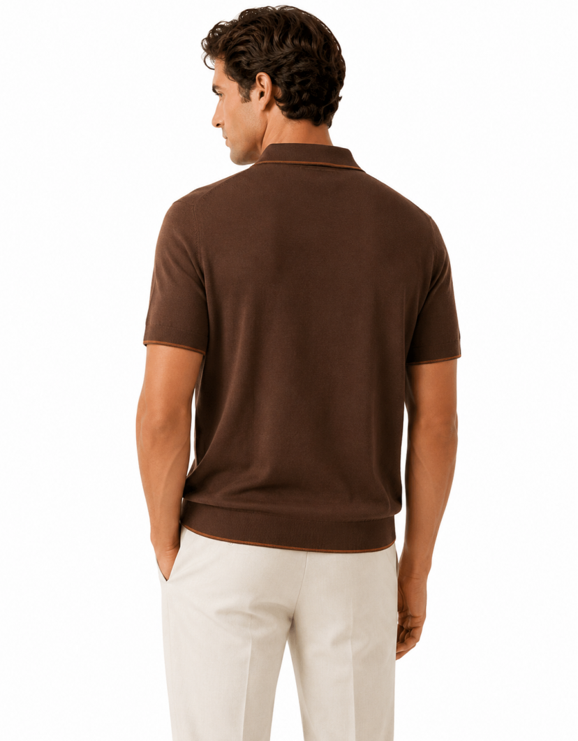Castello D'Oro Brown Polo T-shirt 100% Cotton image