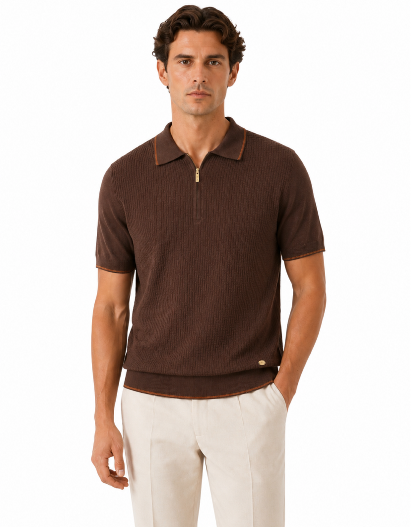 Castello D'Oro Brown Polo T-shirt 100% Cotton image