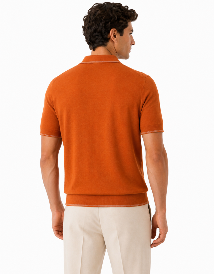 Castello D'Oro Terracotta Orange Polo T-shirt 100% Cotton image