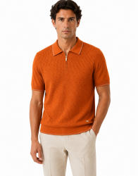 Castello D'Oro Terracotta Orange Polo T-shirt 100% Cotton thumbnail 1