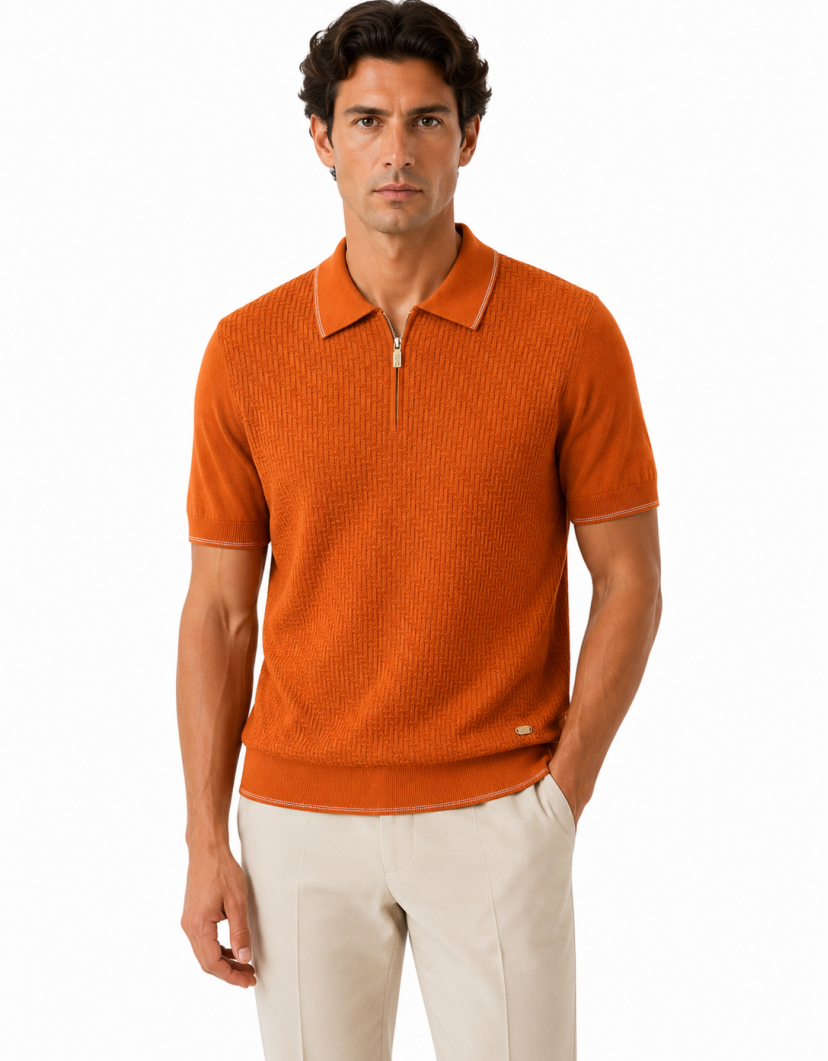 Castello D'Oro Terracotta Orange Polo T-shirt 100% Cotton image
