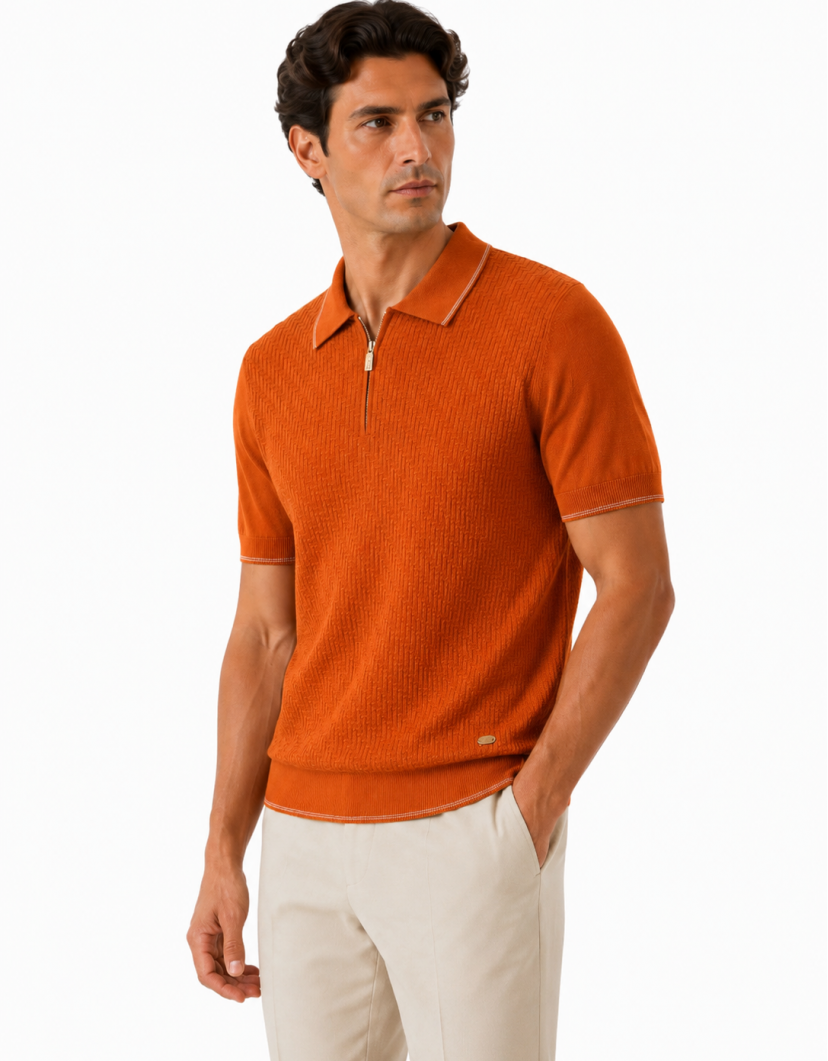 Castello D'Oro Terracotta Orange Polo T-shirt 100% Cotton image