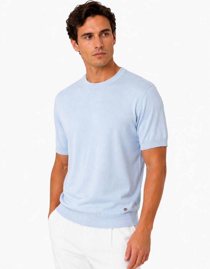 Castello D'Oro Light Blue Cotton T-shirt image