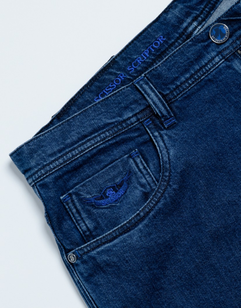 Scissor Scriptor Navy Blue Jeans With Blue Details image