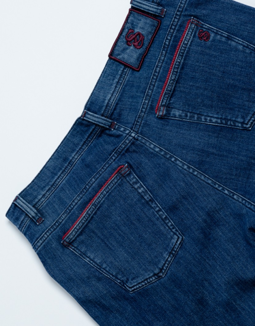 Scissor Scriptor Classic Jeans With Red Lather Details image