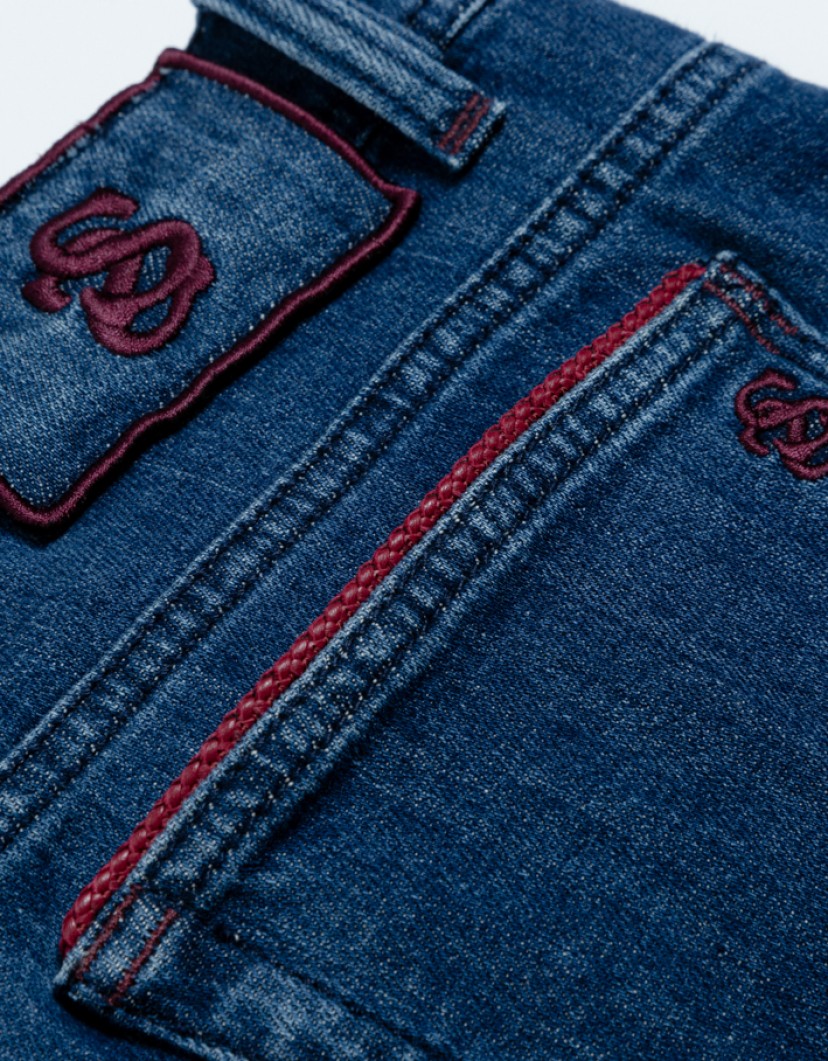 Scissor Scriptor Classic Jeans With Red Lather Details image