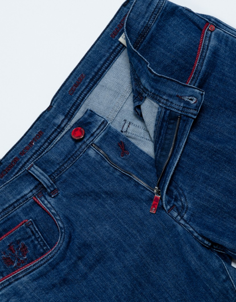 Scissor Scriptor Classic Jeans With Red Lather Details image